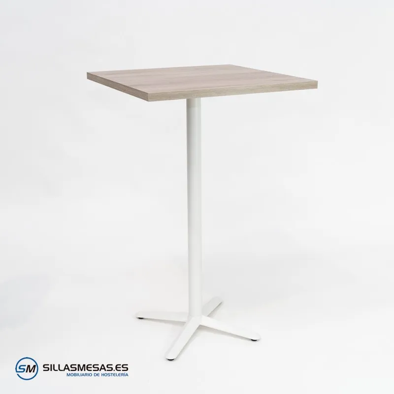 MESA ALTA ESTRELLA CUADRADA INTERIOR pie blanco