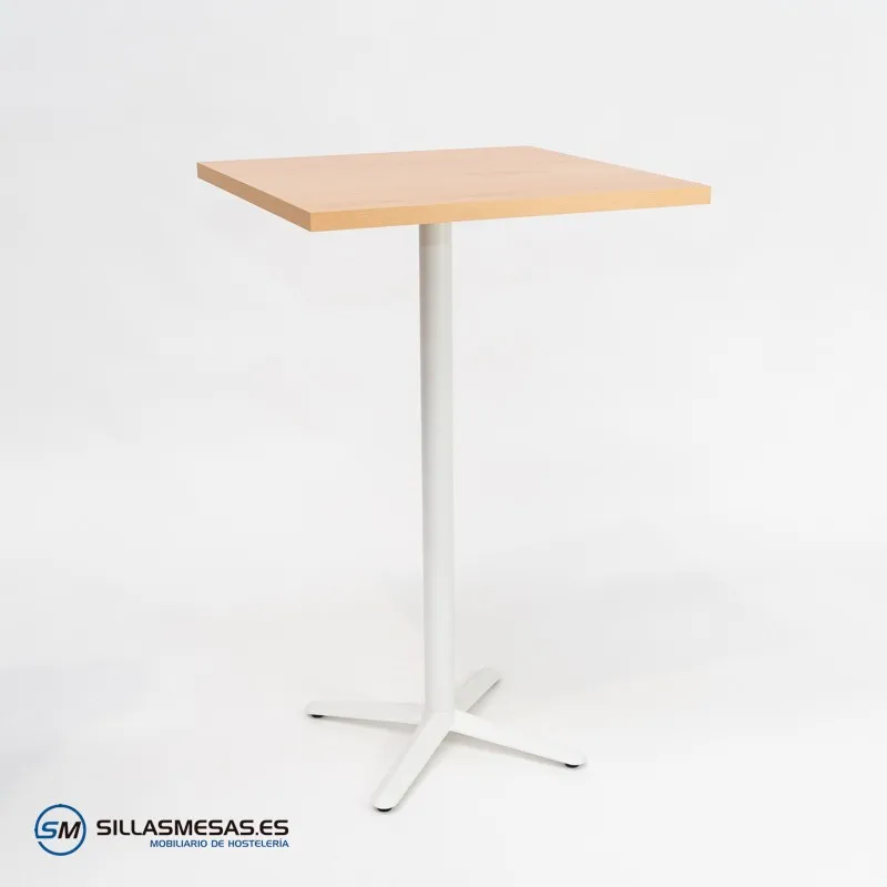 MESA ALTA ESTRELLA CUADRADA INTERIOR pie blanco