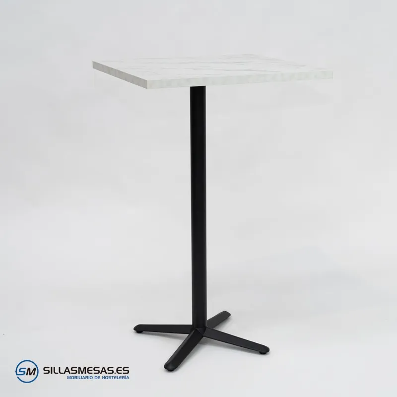 MESA ALTA ESTRELLA CUADRADA INTERIOR pie negro