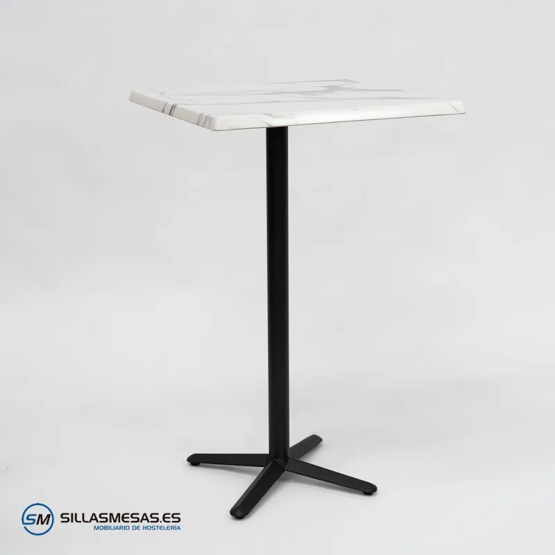 MESA ALTA ESTRELLA CUADRADA EXTERIOR pie negro