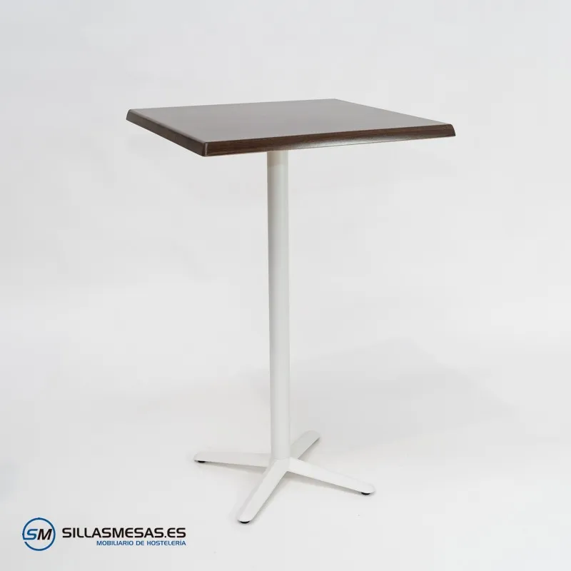 MESA ALTA ESTRELLA CUADRADA EXTERIOR pie blanco