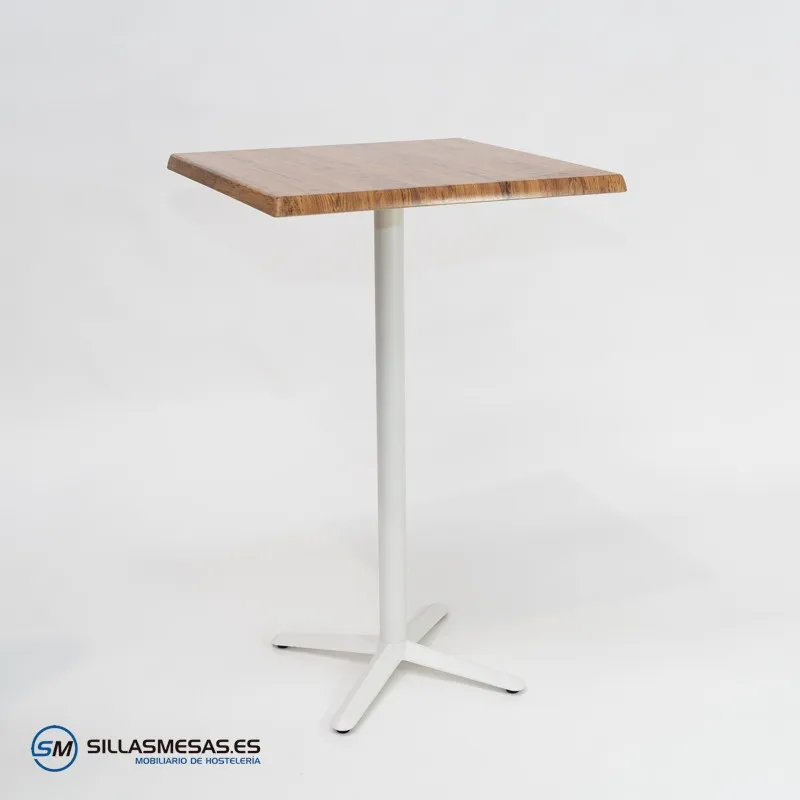 MESA ALTA ESTRELLA CUADRADA EXTERIOR pie blanco