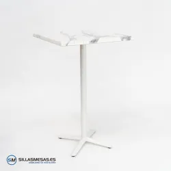 MESA ALTA ESTRELLA CUADRADA EXTERIOR pie blanco