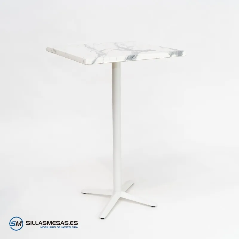 MESA ALTA ESTRELLA CUADRADA EXTERIOR pie blanco