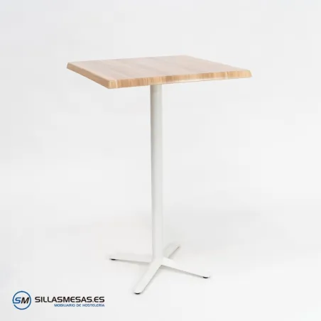 MESA ALTA ESTRELLA CUADRADA EXTERIOR pie blanco