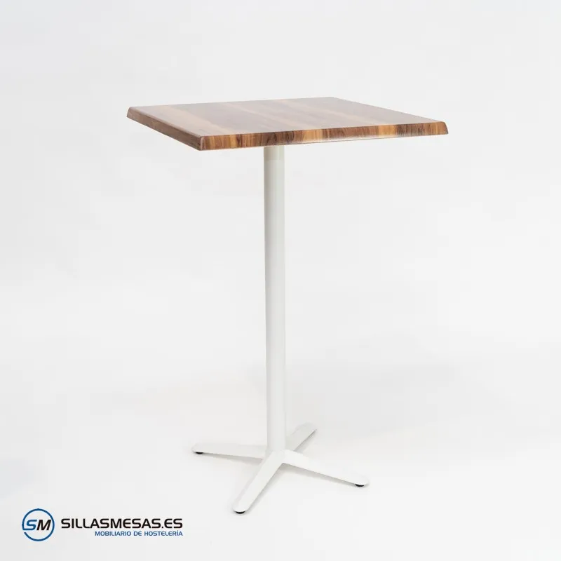 MESA ALTA ESTRELLA CUADRADA EXTERIOR pie blanco