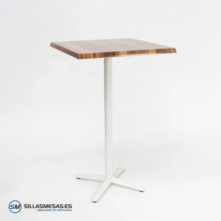 MESA ALTA ESTRELLA CUADRADA EXTERIOR pie blanco