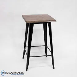Mesa alta exterior Tolix Pie Negro: diseño elegante