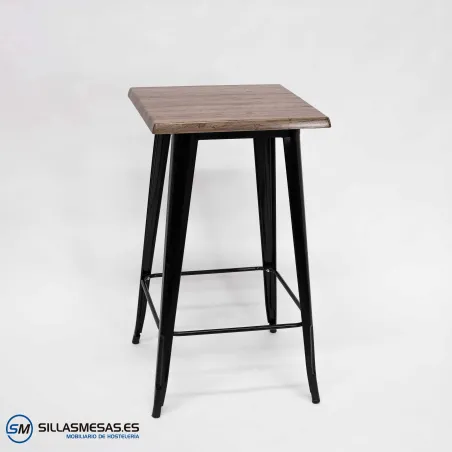 Mesa alta exterior Tolix Pie Negro: diseño elegante