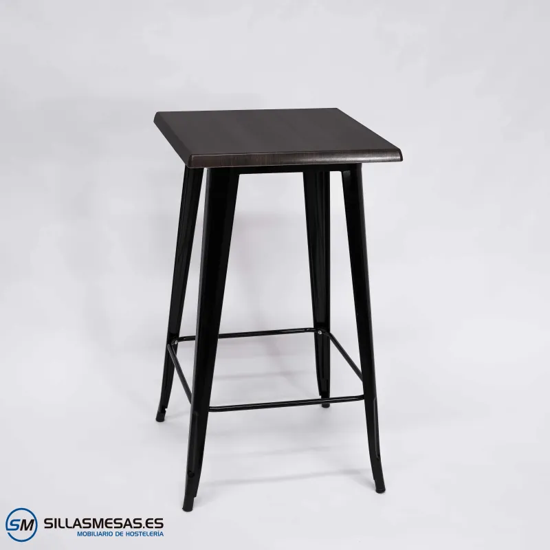 Mesa alta exterior Tolix Pie Negro: diseño elegante
