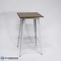 Mesa alta exterior Tolix Pie blanco: diseño minimalista