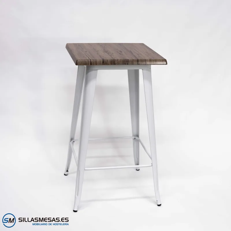 Mesa alta exterior Tolix Pie blanco: diseño minimalista