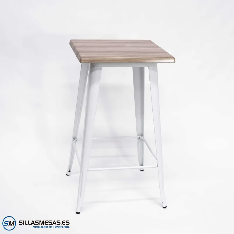 Mesa alta exterior Tolix Pie blanco: diseño minimalista