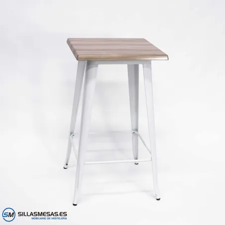Mesa alta exterior Tolix Pie blanco: diseño minimalista