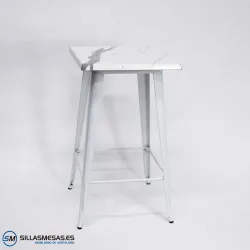 Mesa alta exterior Tolix Pie blanco: diseño minimalista