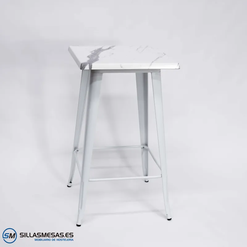Mesa alta exterior Tolix Pie blanco: diseño minimalista