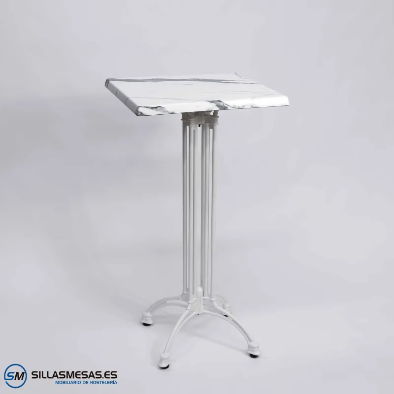 MESA ALTA VIENA CUADRADA EXTERIOR pie blanco