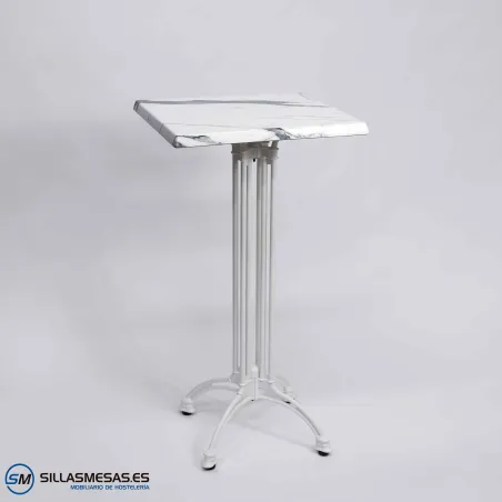 MESA ALTA VIENA CUADRADA EXTERIOR pie blanco
