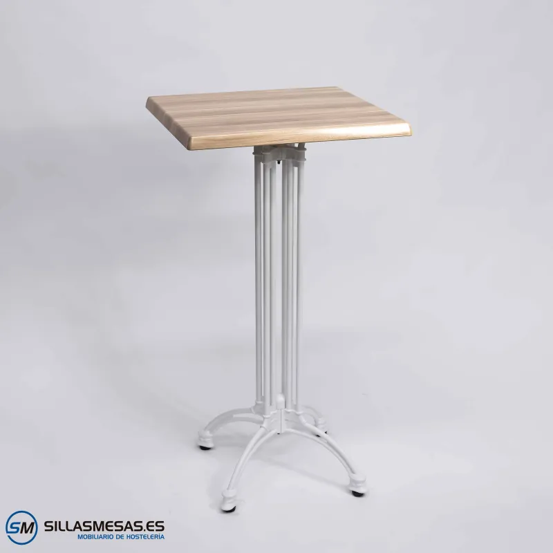 MESA ALTA VIENA CUADRADA EXTERIOR pie blanco