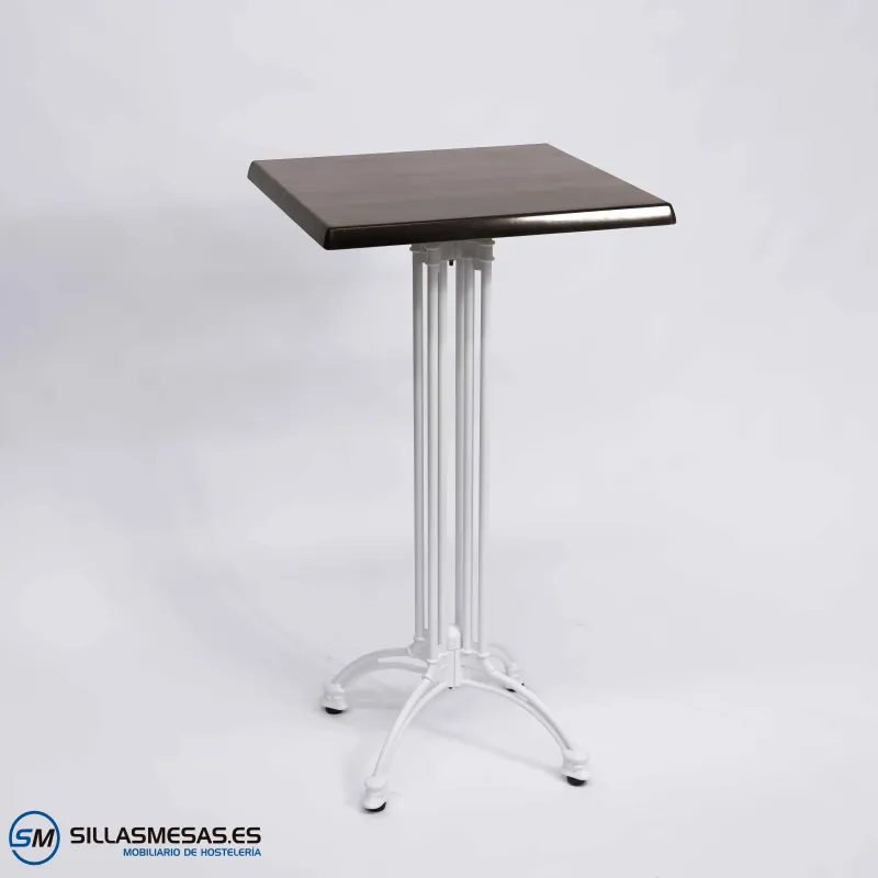 MESA ALTA VIENA CUADRADA EXTERIOR pie blanco