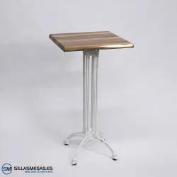 MESA ALTA VIENA CUADRADA EXTERIOR pie blanco
