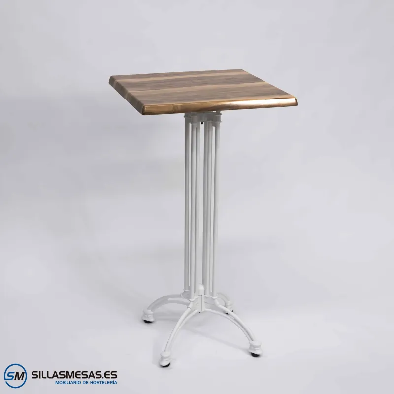 MESA ALTA VIENA CUADRADA EXTERIOR pie blanco