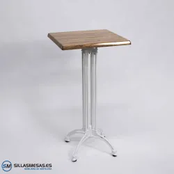 MESA ALTA VIENA CUADRADA EXTERIOR pie blanco