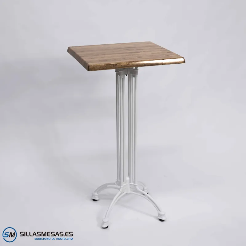MESA ALTA VIENA CUADRADA EXTERIOR pie blanco