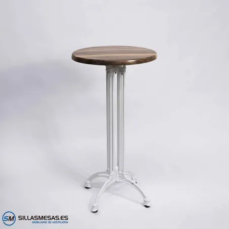 MESA ALTA VIENA REDONDA EXTERIOR pie blanco