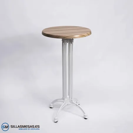 MESA ALTA VIENA REDONDA EXTERIOR pie blanco
