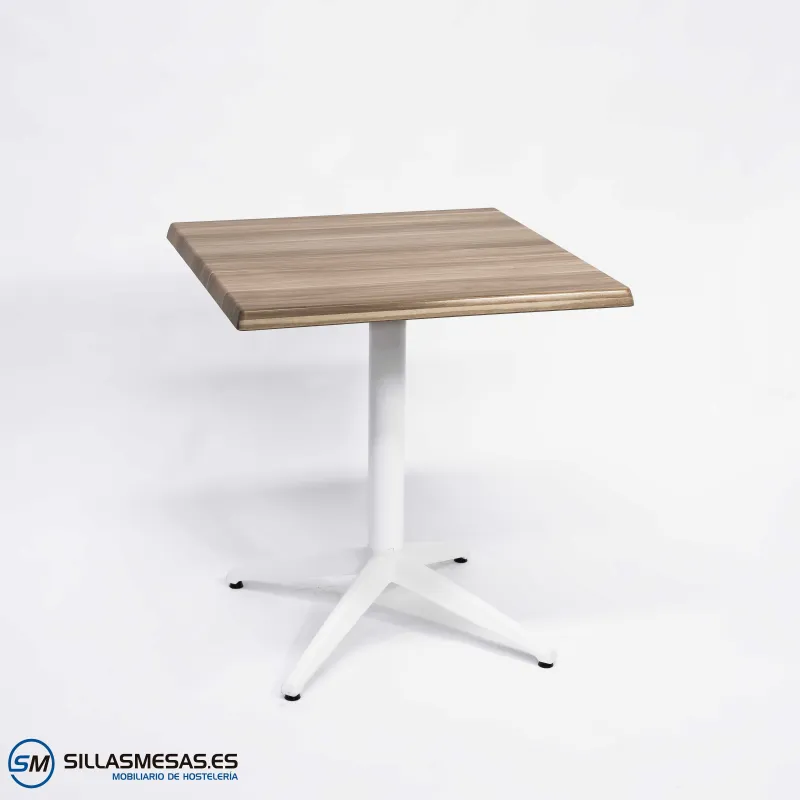 Mesa Miami aluminio exterior pie blanco: líneas puras