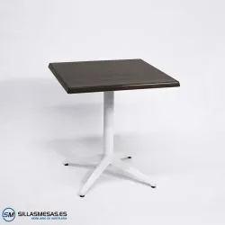 Mesa Miami aluminio exterior pie blanco: líneas puras