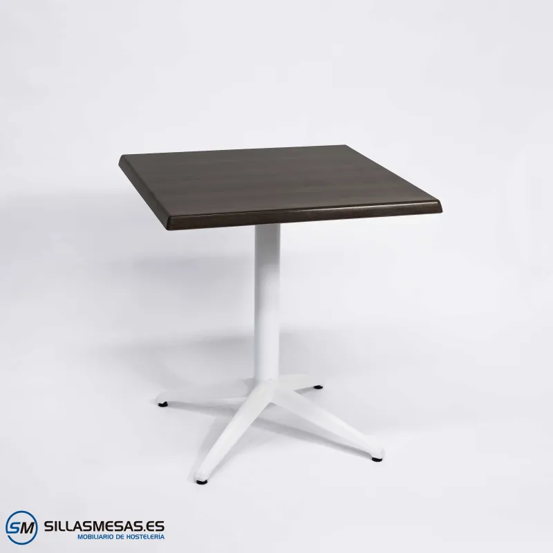 Mesa Miami aluminio exterior pie blanco: líneas puras