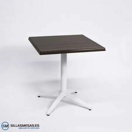 Mesa Miami aluminio exterior pie blanco: líneas puras