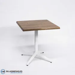 Mesa Miami aluminio exterior pie blanco: líneas puras