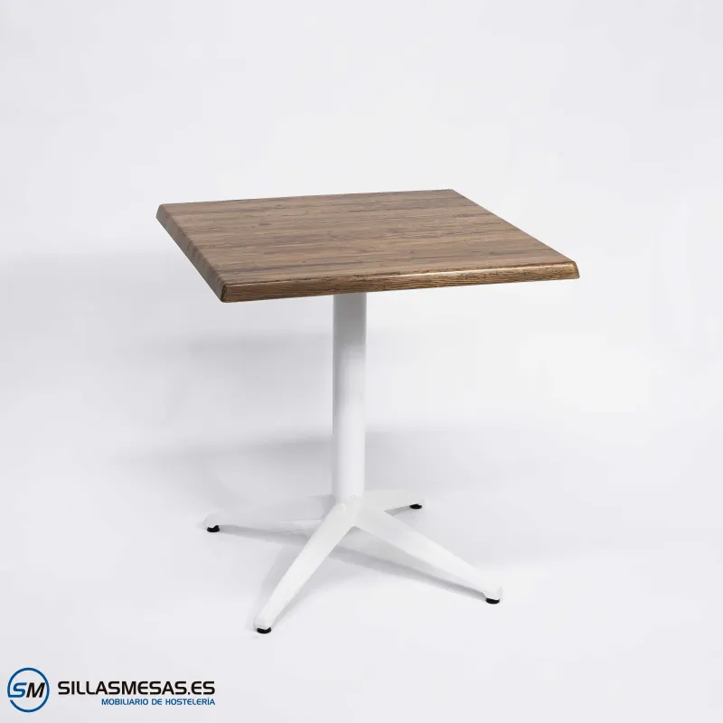 Mesa Miami aluminio exterior pie blanco: líneas puras