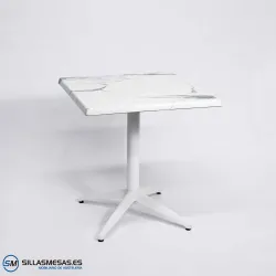 Mesa Miami aluminio exterior pie blanco: líneas puras