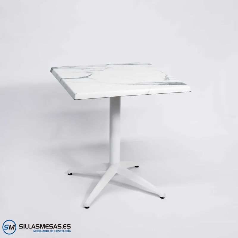 Mesa Miami aluminio exterior pie blanco: líneas puras