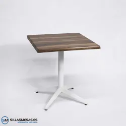 Mesa Miami aluminio exterior pie blanco: líneas puras