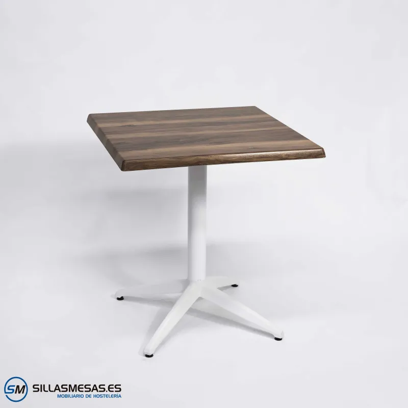Mesa Miami aluminio exterior pie blanco: líneas puras