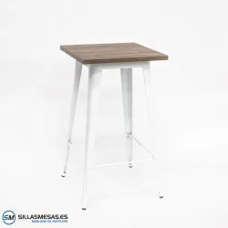 Mesa alta Tolix blanca interior: diseño icónico ligero