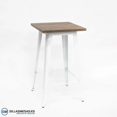 Mesa alta Tolix blanca interior: diseño icónico ligero
