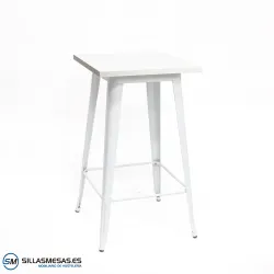 Mesa alta Tolix blanca interior: diseño icónico ligero