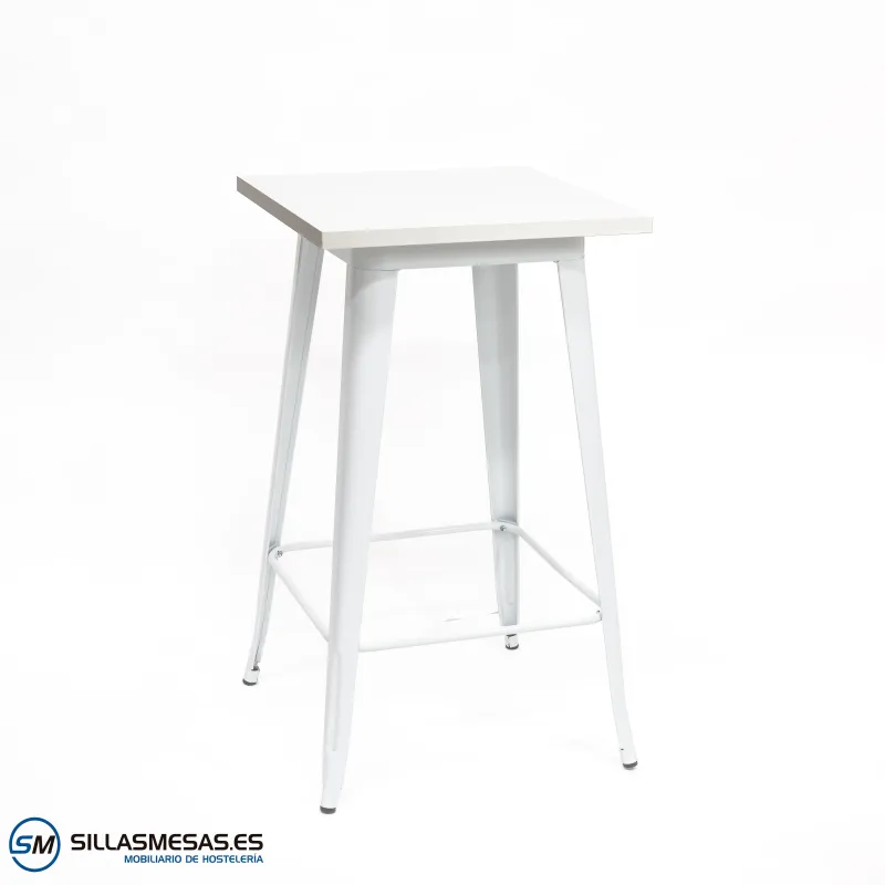 Mesa alta Tolix blanca interior: diseño icónico ligero