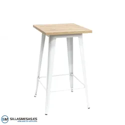 Mesa alta Tolix blanca interior: diseño icónico ligero