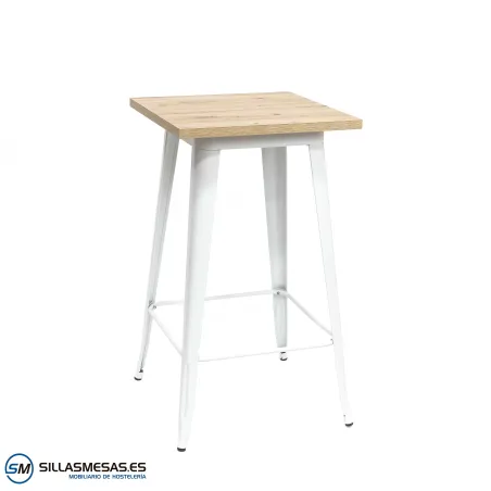 Mesa alta Tolix blanca interior: diseño icónico ligero