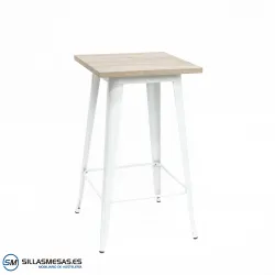 Mesa alta Tolix blanca interior: diseño icónico ligero