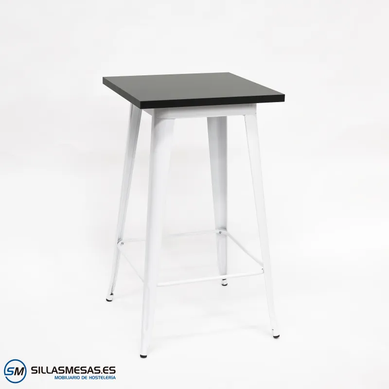 Mesa alta Tolix blanca interior: diseño icónico ligero