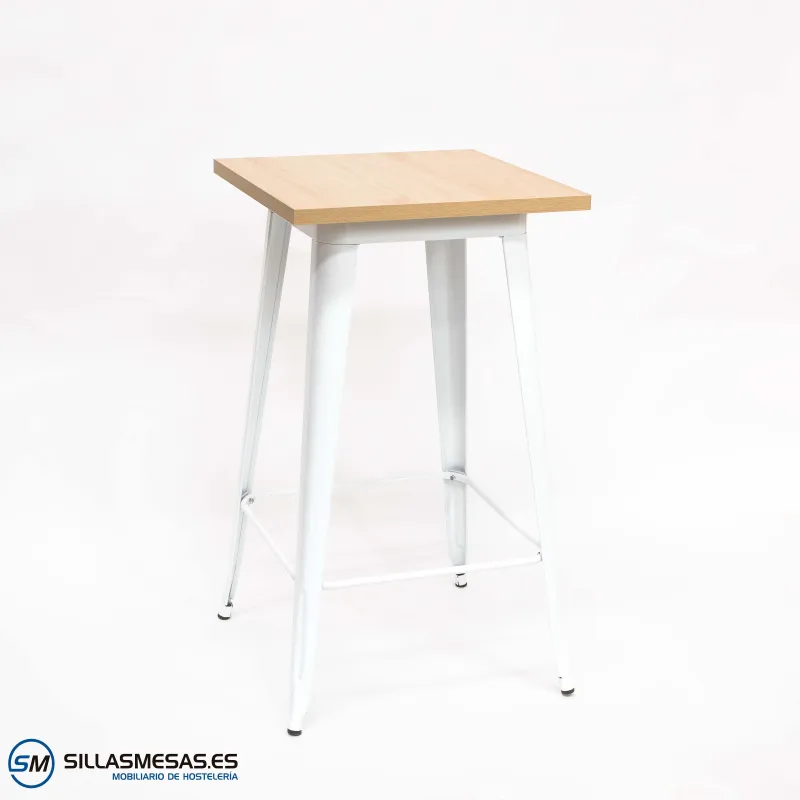 Mesa alta Tolix blanca interior: diseño icónico ligero