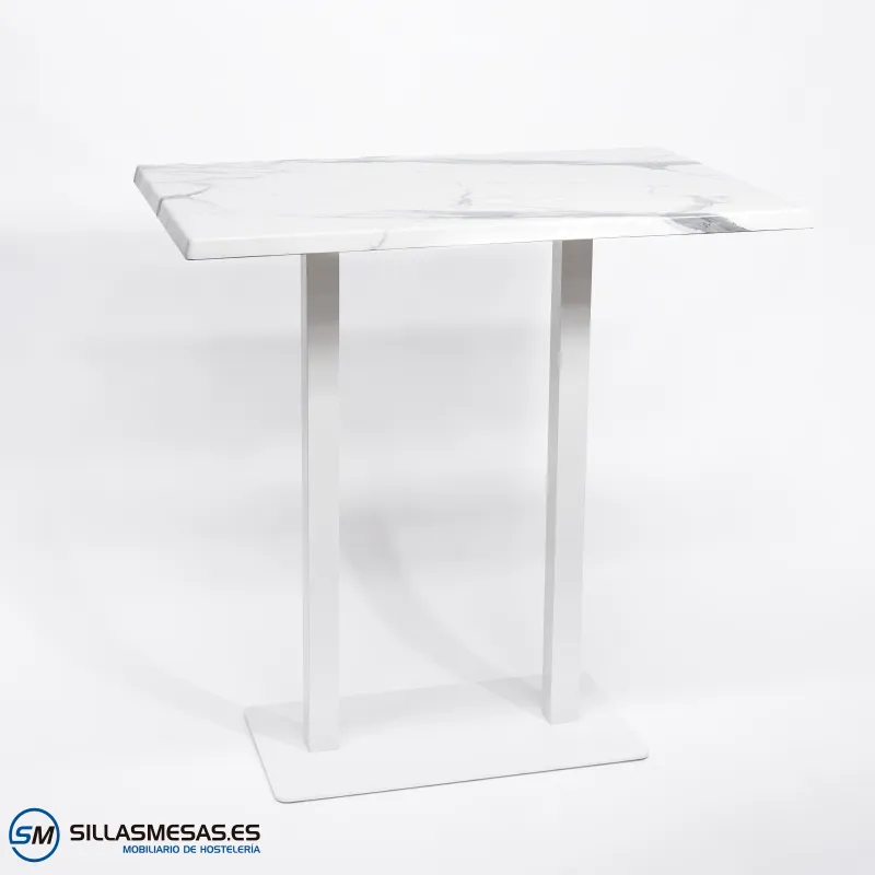 MESA ALTA NOEL DOBLE EXTERIOR pie blanco